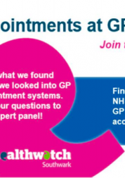 Flyer for GP Access - CCG and Healthwatch Southwark joint event